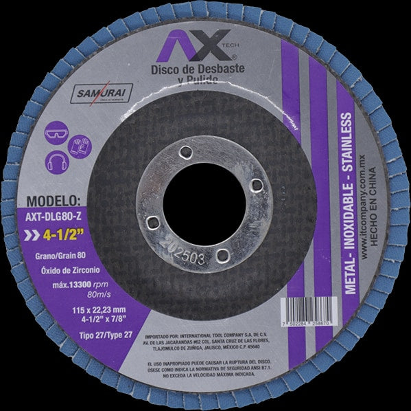 Disco Laminado De Oxido De Zirconio Grado 80, 4 1/2" Ax Tech AXT-DLG80-Z – vista 4