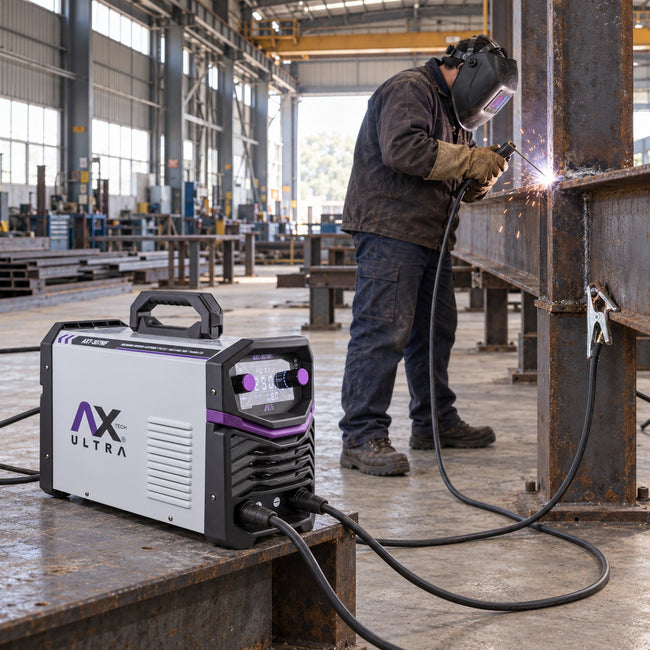 Soldadora inversora AxTech AXT-307MF 300 A en uso