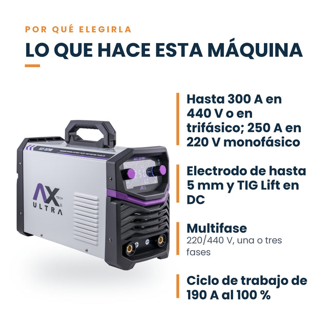 Soldadora inversora AxTech AXT-307MF 300 A: características principales