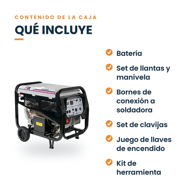 Motosoldadora diésel AxTech AXT-MD200 200 A: qué incluye la caja