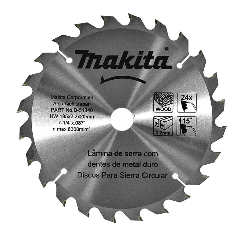 Sierra Circular 7-1/4"X20X24TH ATB Madera con Reductor 5/8" Makita D-51340