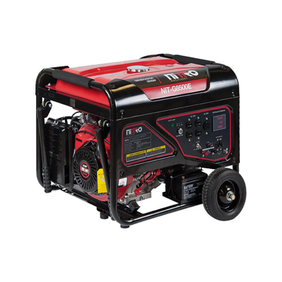 Generador 8,000Watts, 16HP, 120-240V con Llantas, Marcha y Bateria Nitro NIT-G8500E