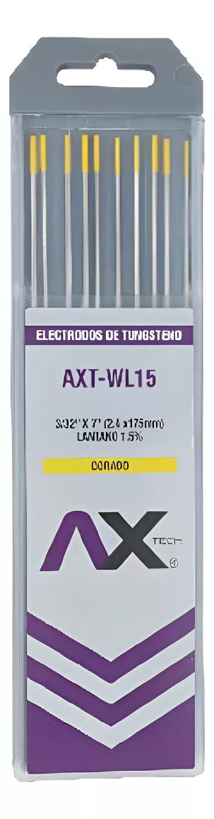 Tungstenos Lantano 1.5% Color Dorado 3/32"x7", PAQ. 10Pzs Ax Tech AXT-WL15