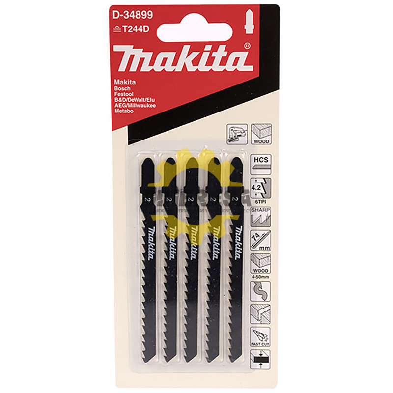 Makita 5 Piece - T Shank Metal Jigsaw Blades for Jig Saws - Fast & Straight Cuts for Metal & Aluminum - 2" 21 TPI HSS Saw Blades