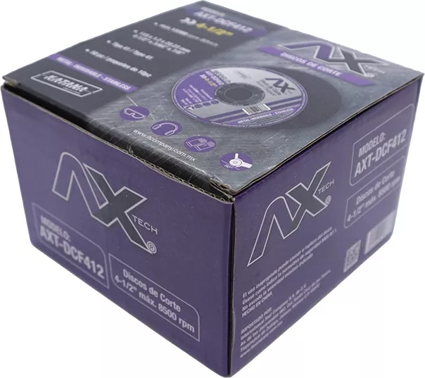 Caja 50 PZ Disco De Corte Super Delgado De 4 1/2" X 1.2MM X 7/8" Ax Tech AXT-DCF412-50