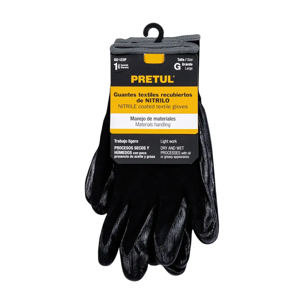 Guantes de nylon recubiertos de nitrilo Pretul GU-123P