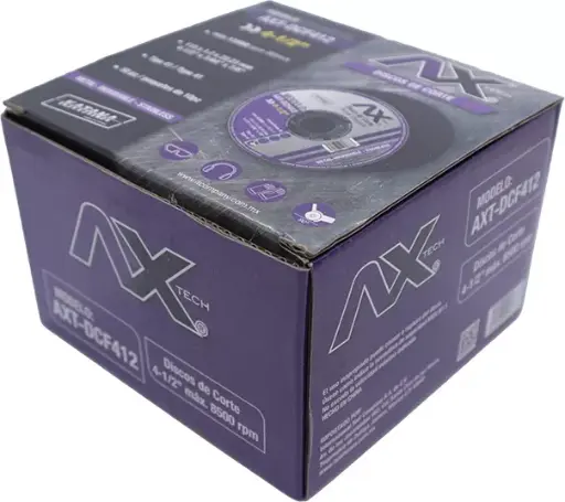 [AXT-DCF412-50] Caja 50 PZ Disco De Corte Super Delgado De 4 1/2" X 1.2MM X 7/8" Ax Tech AXT-DCF412-50