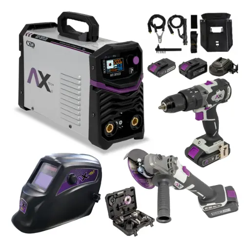 [AXT-207LCD-C5] Combo Soldadora 200a Axt-207lcd, Herramientas+careta Ax-tech AXT-207LCD-C5