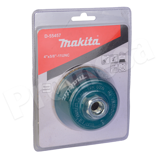 [D-55457] Carda Copa de Alambre Ondulado Latonado 4" 5/8" Makita D-55457 