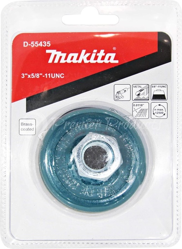 [D-55435] Carda Copa de Alambre Ondulado Latonado 3" 5/8" Makita D-55435 