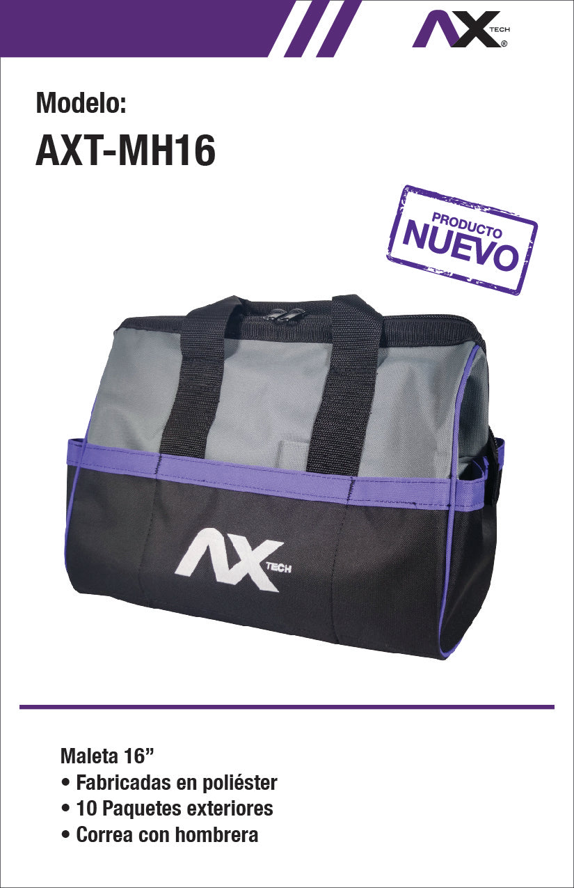 MALETA PARA HERRAMIENTA DE POLIESTER 16" CON 10 COMPARTIMIENTOS