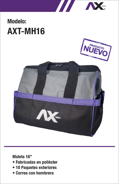 MALETA PARA HERRAMIENTA DE POLIESTER 16" CON 10 COMPARTIMIENTOS