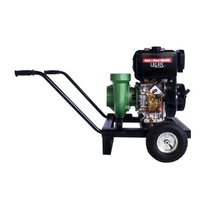 Motobomba centrífuga 4x4 diésel 10 HP Antarix MCD4UKD10RR con motor Ukura sobre carretilla con ruedas