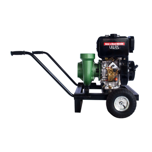 Motobomba centrífuga 4x4 diésel 10 HP Antarix MCD4UKD10RR con motor Ukura sobre carretilla con ruedas