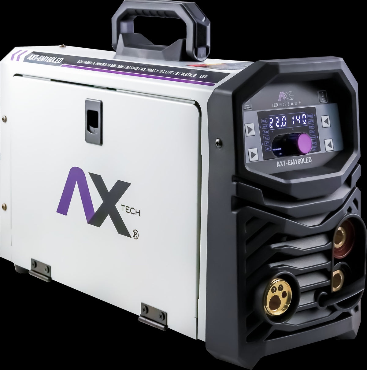 Soldadora Inversor Mig/Mag, Electrodo y Tig Lift, 160A, Con Pantalla LED BI Voltaje, AXT-EM160LED