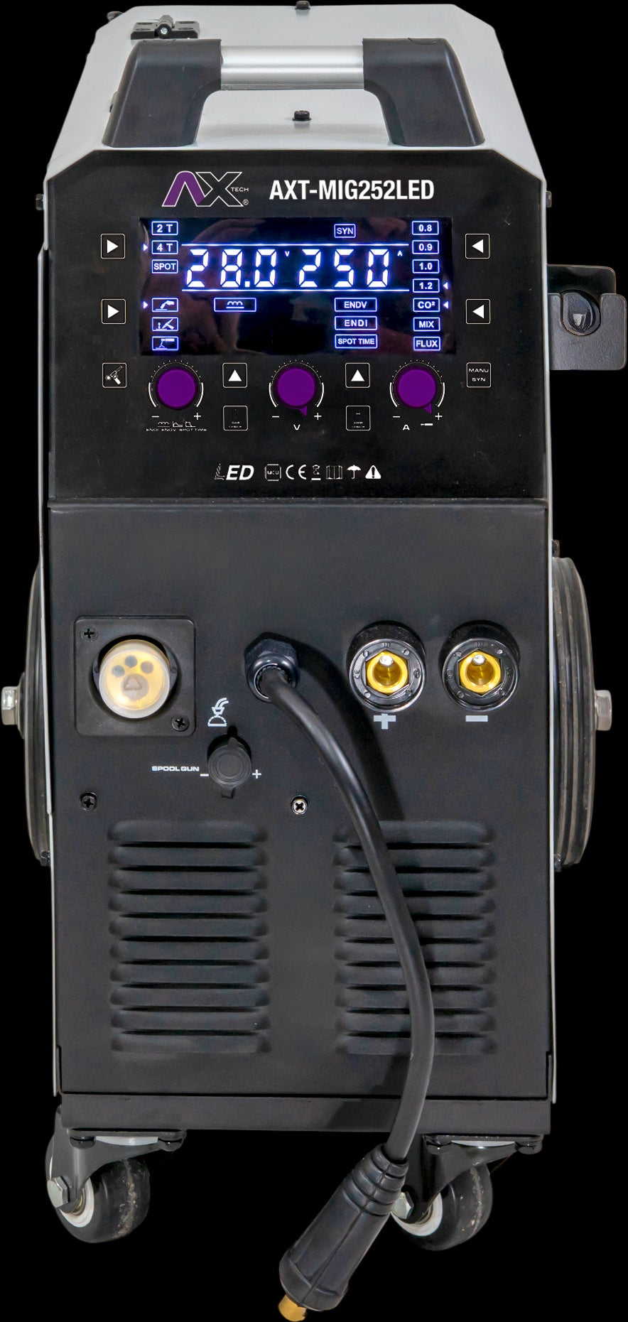 Soldadora Inversor MIG/MAG Electrodo TIG LIFT 250A 220V 2 Fases con Antorcha MIG25 AXT-MIG252LED