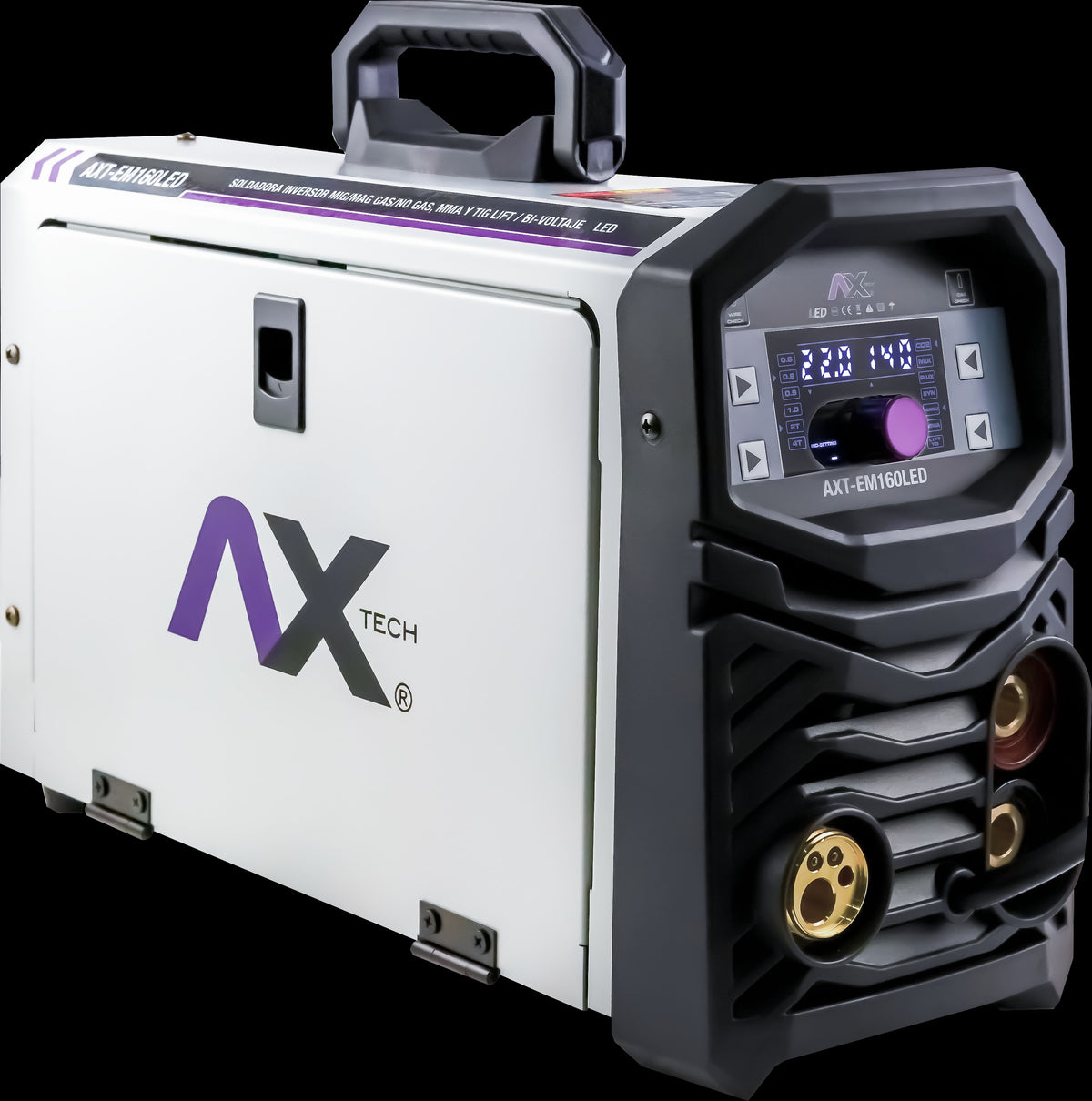 Soldadora Inversor Mig/Mag, Electrodo y Tig Lift, 160A, Con Pantalla LED BI Voltaje, AXT-EM160LED