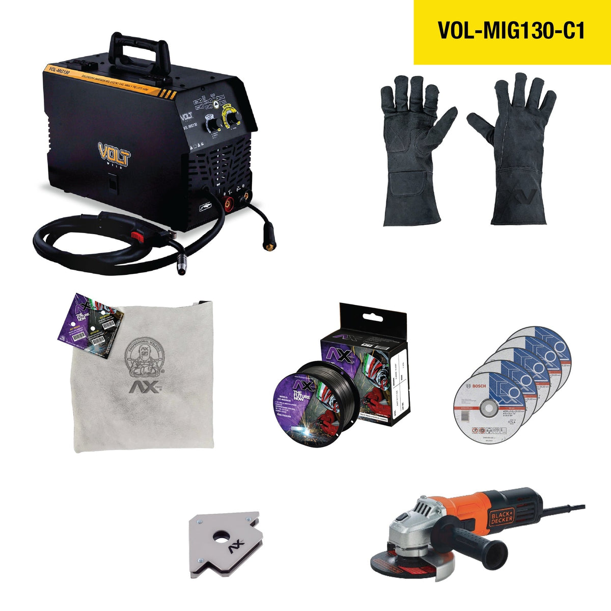 Máquina Soldar Inversora Microalambre/electrodo 110v Volt VOL-MIG130