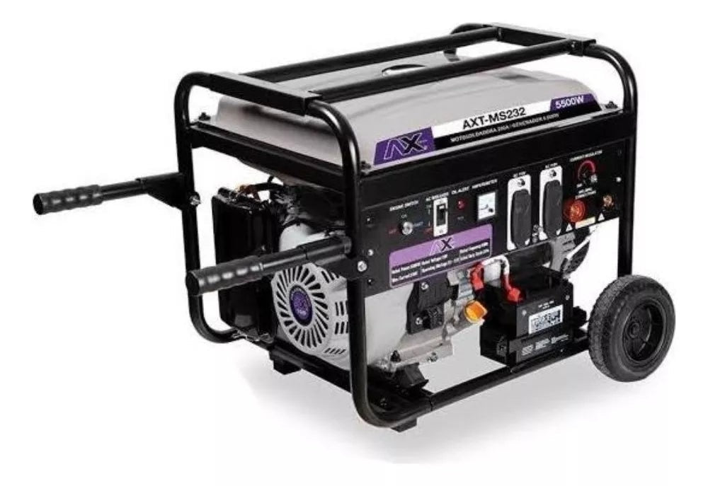 Motosoldadora Gasolina 200A, 110V/60Hz, 14HP, 5,500Wtts, Con Marcha, Bateria Y Llantas Ax Tech AXT-MS232 – vista 4