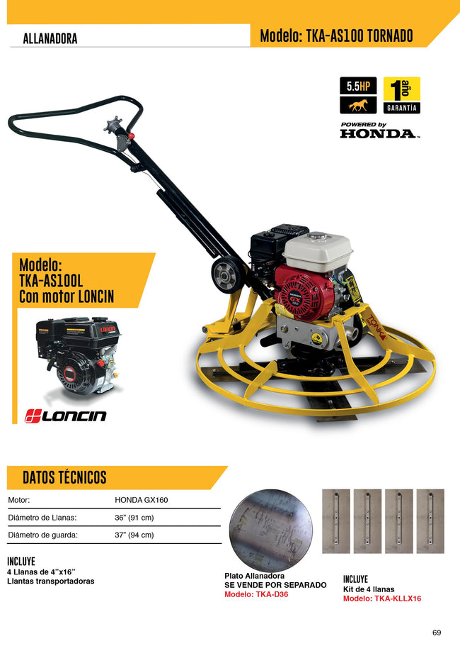 ALLANADORA PARA CONCRETO MOTOR HONDA GX160 – vista 2