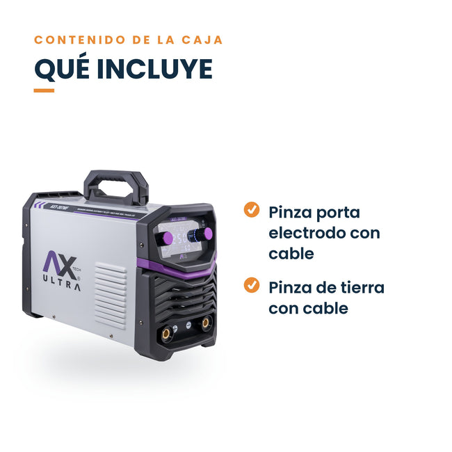 Soldadora inversora AxTech AXT-307MF 300 A: qué incluye la caja
