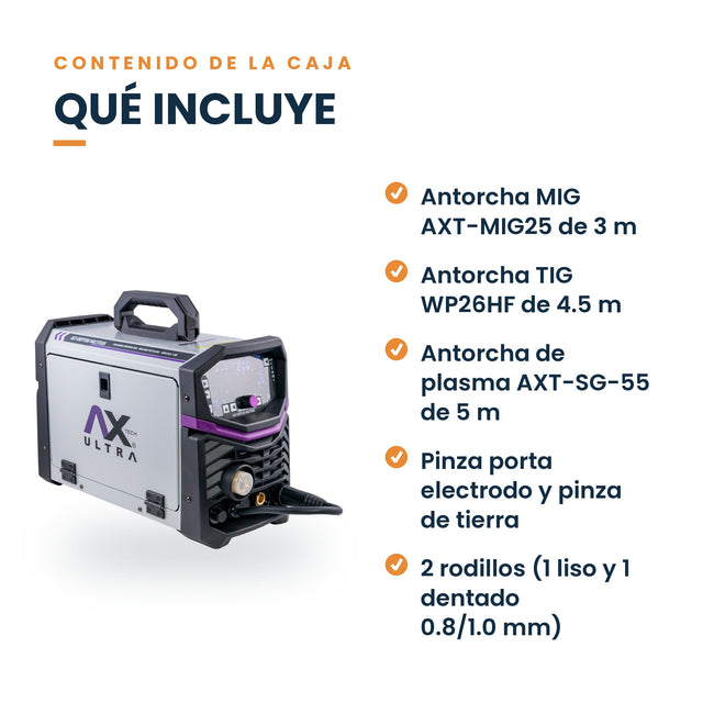 Soldadora 4 en 1 AxTech AXT-EMTP200MULTITASK: qué incluye la caja
