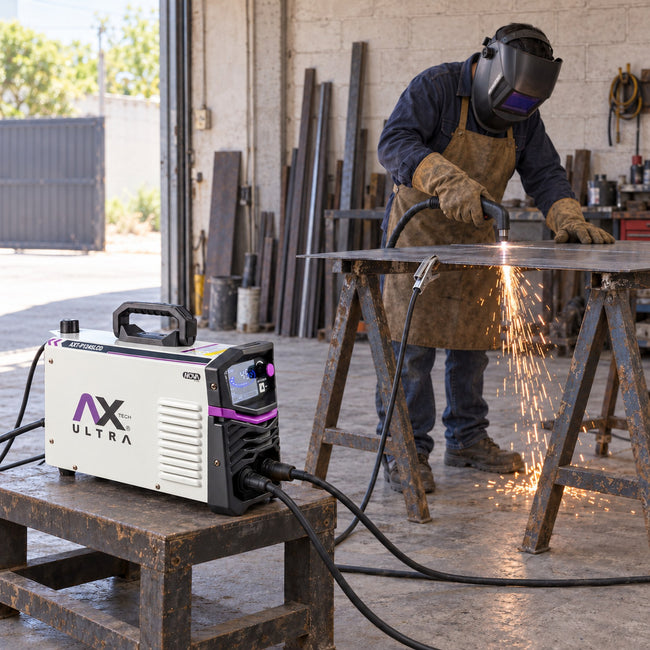 Cortadora de plasma AxTech AXT-P1245LCD 15-45 A bivoltaje en uso