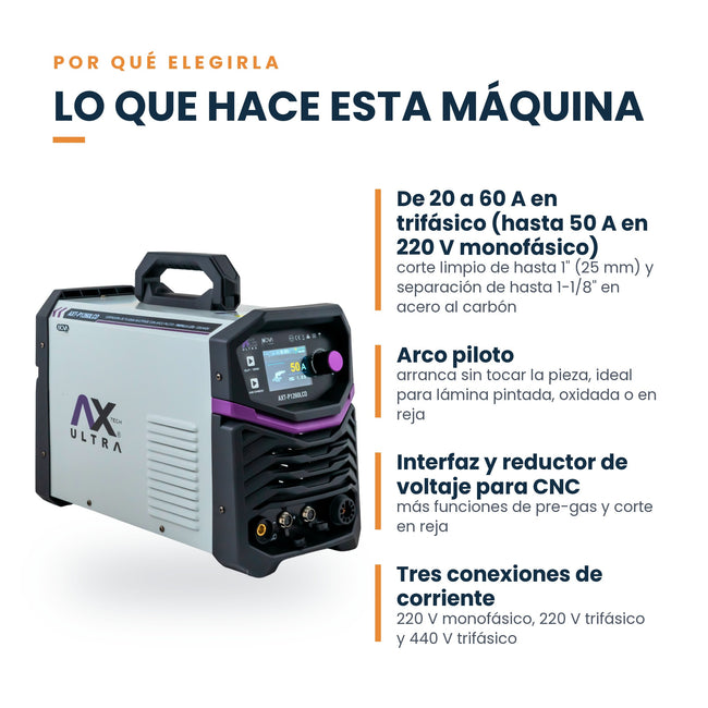 Cortadora de plasma AxTech AXT-P1260LCD 60 A: características principales