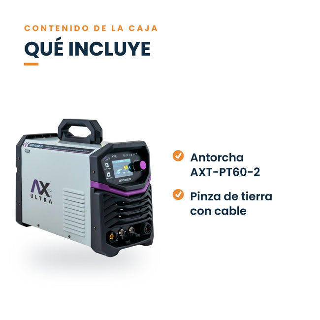 Cortadora de plasma AxTech AXT-P1260LCD 60 A: qué incluye la caja