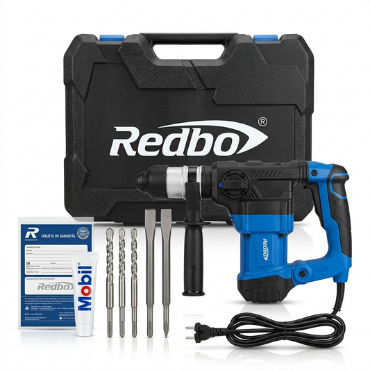 Rotomartillo Demoledor Industrial Redbo 6j 5kg 1400w Sds Plus Con Puntas