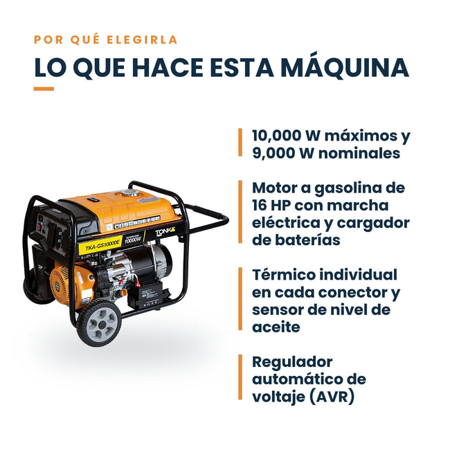 Generador a gasolina Tonka TKA-GS10000E 10,000 W: características principales
