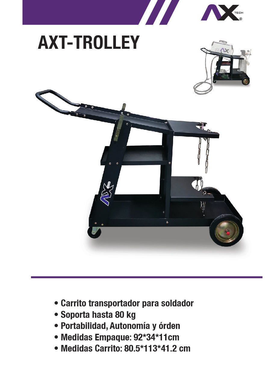 CARRITO METALICO PARA SOLDADOR CON CHAROLA PORTA TANQUE