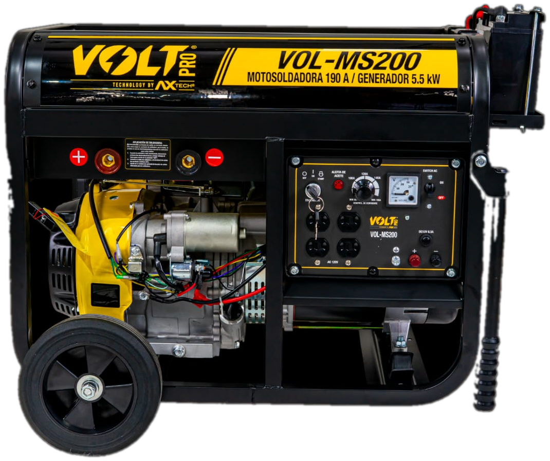 Motosoldadora generador Volt VOL-MS200 de 190 A y 5.5 kW, motor 15 HP