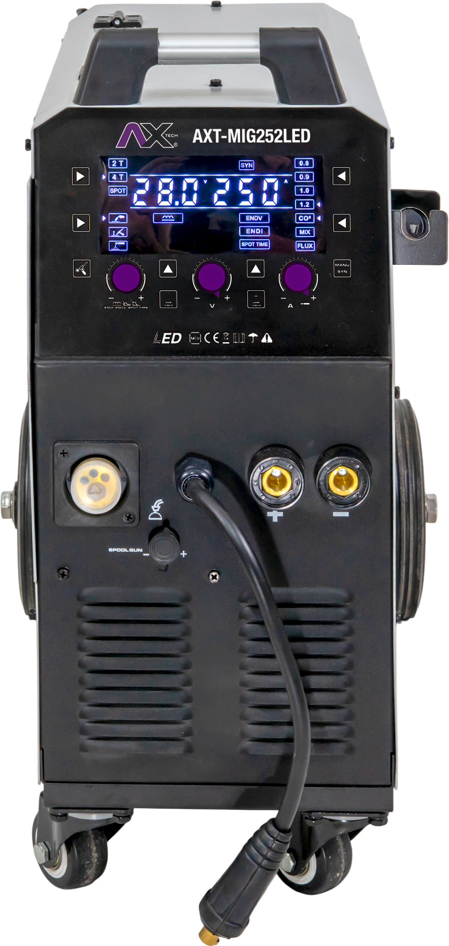 Soldadora Inversor MIG/MAG Electrodo TIG LIFT 250A 220V 2 Fases con Antorcha MIG25 AXT-MIG252LED