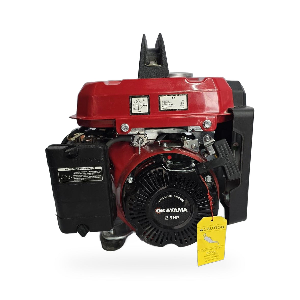 Motor de gasolina de 4 tiempos 2.9 HP del generador Okayama OKY2000, vista lateral