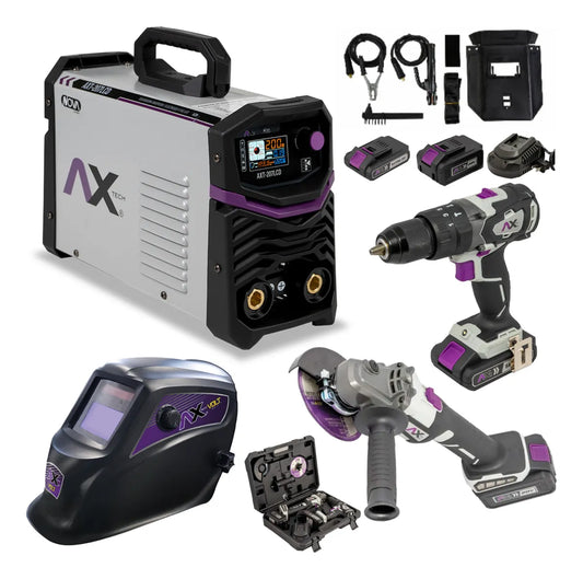 Combo Soldadora 200a Axt-207lcd, Herramientas+careta Ax-tech AXT-207LCD-C5