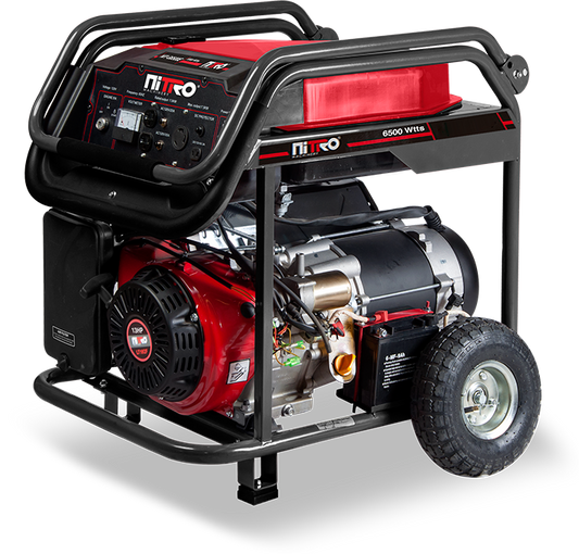 Generador 6,500Watts, 15HP, 120/240V, Arranque Eléctrico con Llantas Y Manivelas Nitro NIT-G6500E
