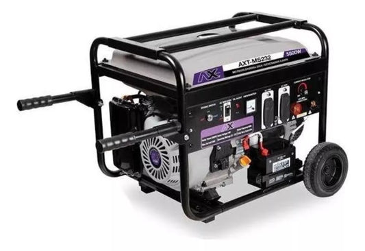 Motosoldadora Gasolina 200A, 110V/60Hz, 13HP, 5,000Wtts, Con Marcha, Bateria Y Llantas Ax Tech AXT-MS232