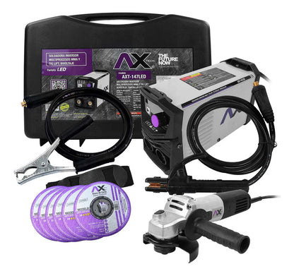Soldadora Inversor 140a 110/220v Miniesmeril+discos AxTech AXT-147LED-C4