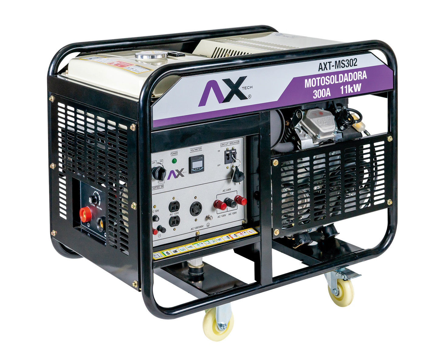 Motosoldadora a Gasolina de 300A, 23HP, 11000W / CA, 220V Ax Tech AXT-MS302