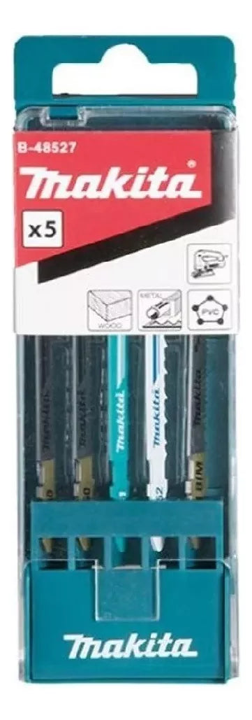 Jgo de Seguetas P/Caladora 5PZ Metal,Madera,BIM Cja Plastico Makita B-48527