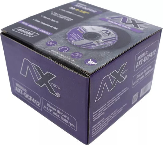 Caja 50 PZ Disco De Corte Super Delgado De 4 1/2" X 1.2MM X 7/8" Ax Tech AXT-DCF412-50