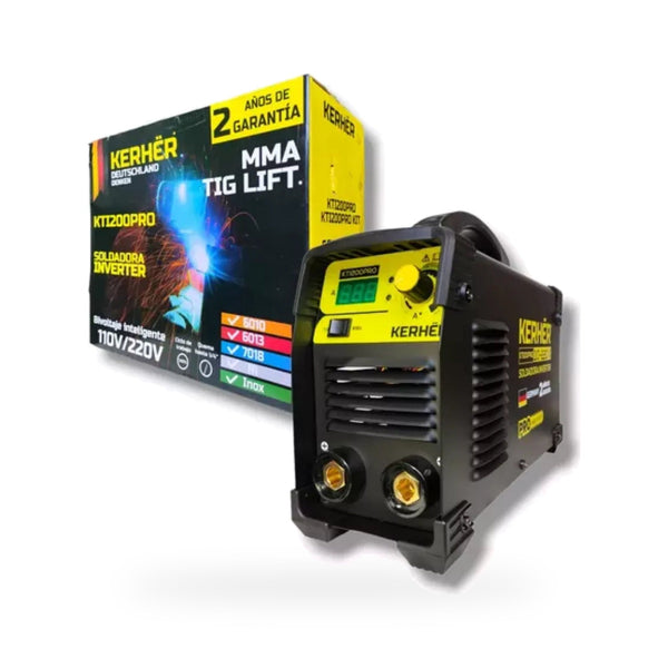 Soldadora inversora Kerhër KTI200PRO 200 A MMA/TIG Lift con su caja