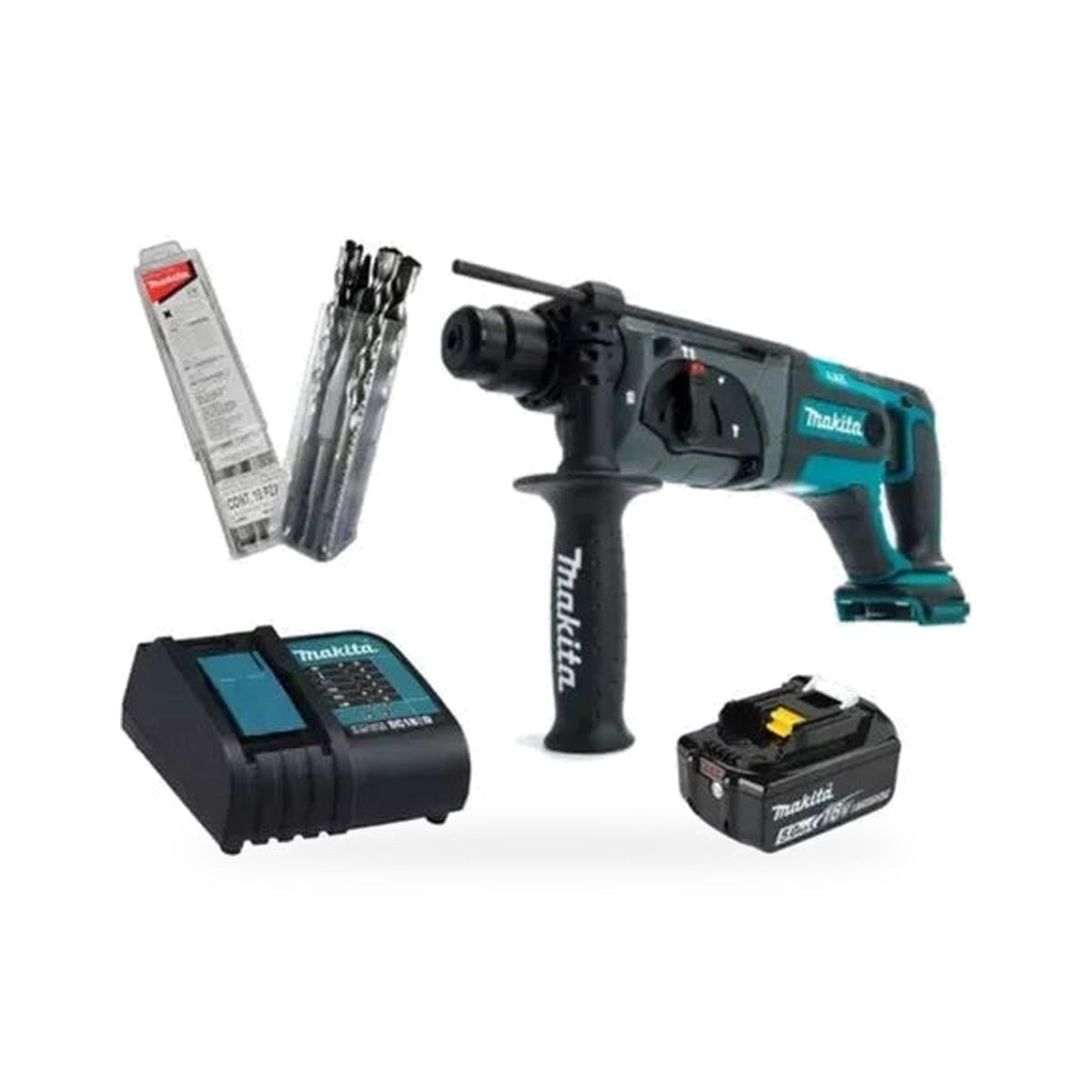 Rotomartillo inalámbrico Makita DHR241STX2 18V con batería 5.0Ah, cargador DC18SD y brocas