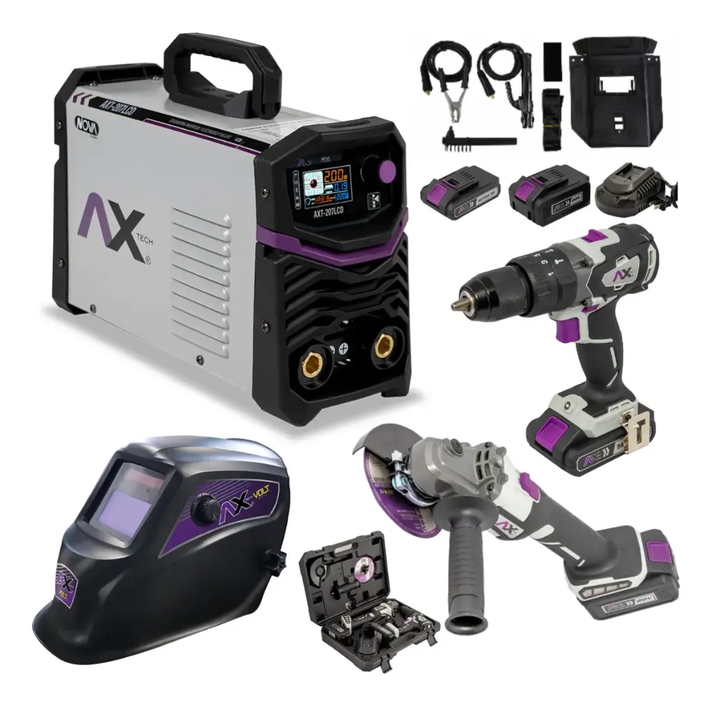 Combo Soldadora 200a Axt-207lcd, Herramientas+careta Ax-tech AXT-207LCD-C5