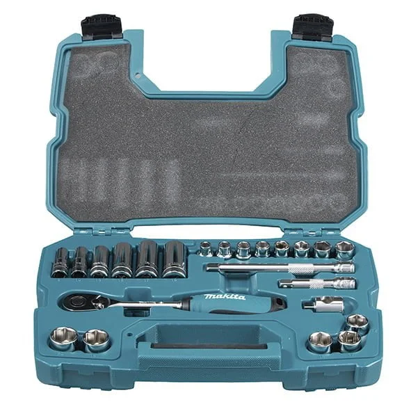 Juego Dados Y Matraca 3/8' Milimétrico Makita 23 Pzs B-65573