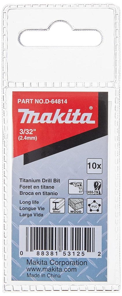 Juego de Brocas HSS-TI 3/32" (10PZAS) D-64814