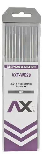 [AXT-WC20] Tungstenos Cerio 2.0% Color Gris Usos Generales 3/32"x7", Paq. 10Pzs Ax Tech AXT-WC20