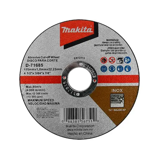 [D-71685] Disco Abrasivo P/Corte Acero Inoxidable 115X1.0mm 4 1/2 D-71685