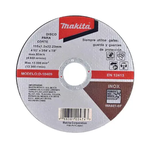 [D-18409] Disco Abrasivo Corte Para Acero Inox Makita 4 1/2 D-18409
